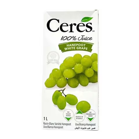 CERES HANEPOOT WHITE GRAPE JUICE 1L (Pack of 12)