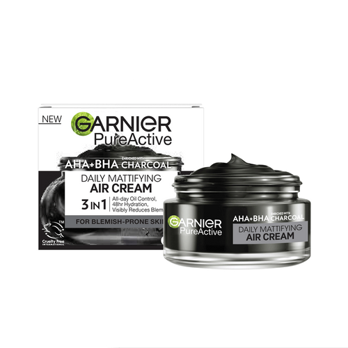 GARNIER PURE ACTIVE AHA+BHA CHARCOAL MATTIFYING AIR CREAM (Pack of 3)