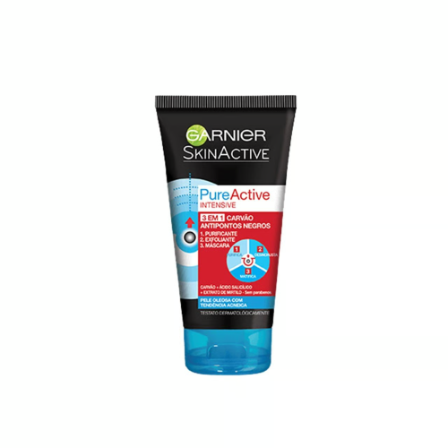 GARNIER PURE ACTIVE INTENSIVE CHARCOAL 3 IN 1  50ML (Pack of 3)